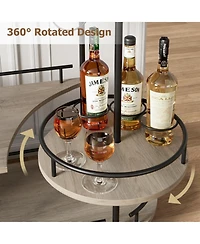 gaomon Elegant 4-Tier Gold Bar Cart with Wine Rack and Glass Holder Mobile Serving Cart on Wheels with Metal Storage Shelves for Dining, Living Room