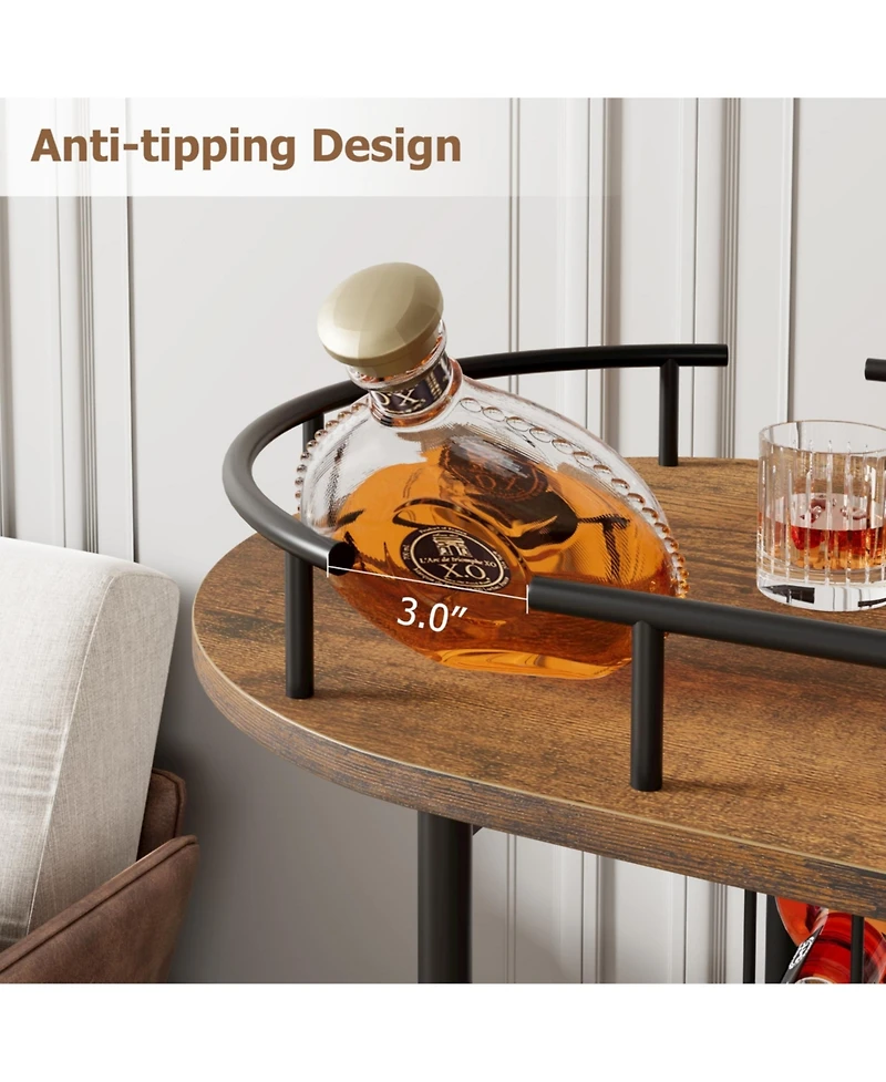 gaomon Elegant 4-Tier Gold Bar Cart with Wine Rack and Glass Holder Mobile Serving on Wheels Metal Storage Shelves for Dining, Living Room