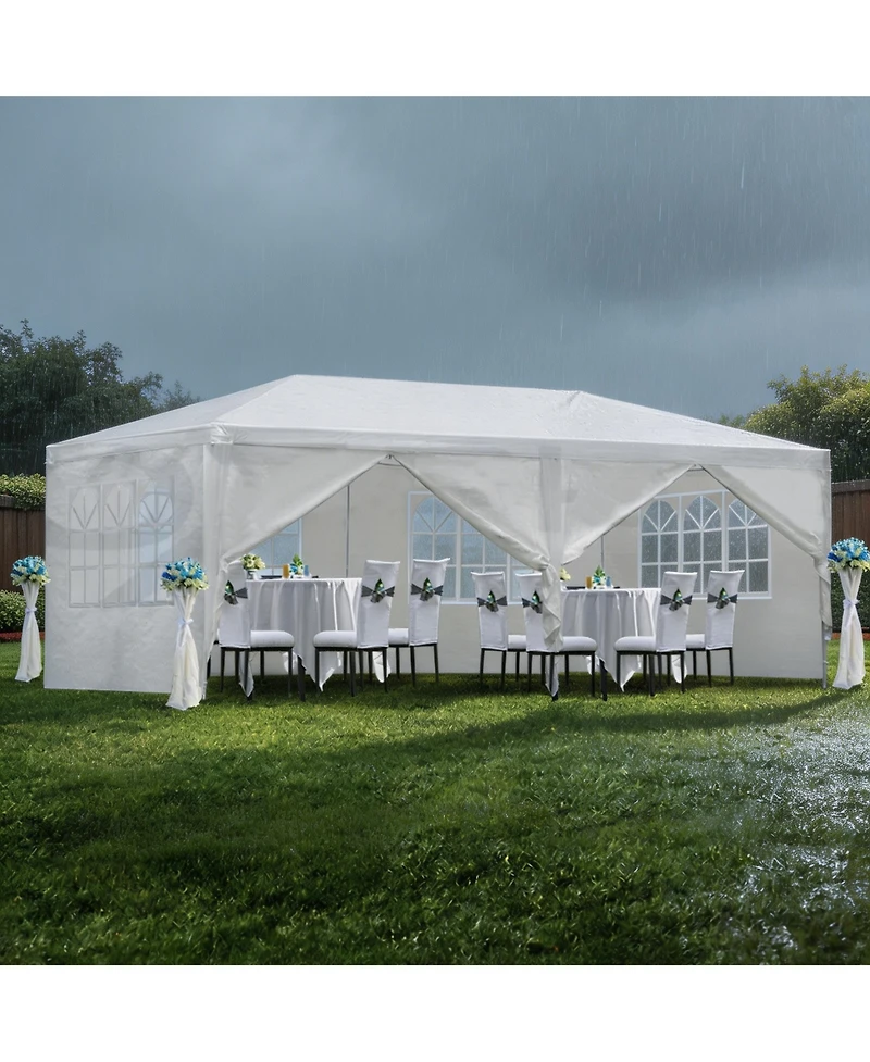 homfan 10 x 20/10 30 Feet Steel Frame Party Tent with Pe Cover, Outdoor Event Canopy Shelter for Wedding Bbq Picnic