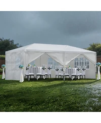homfan 10 x 20/10 30 Feet Steel Frame Party Tent with Pe Cover, Outdoor Event Canopy Shelter for Wedding Bbq Picnic