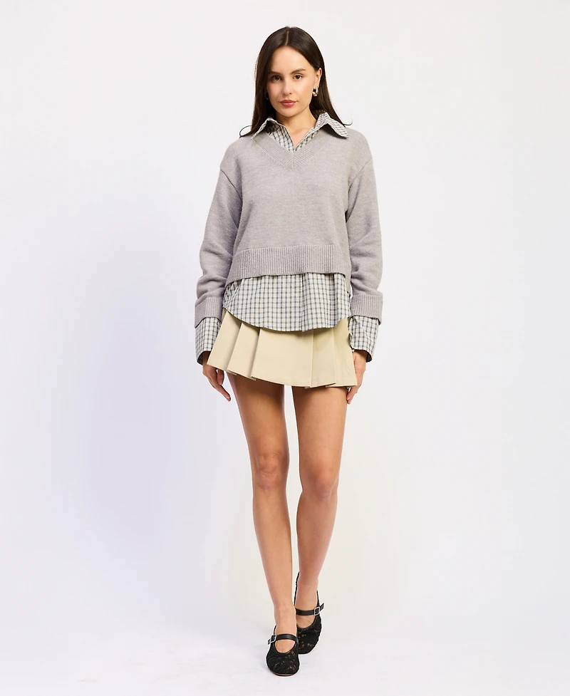 En Saison Women's Annie Side Zipper Skirt