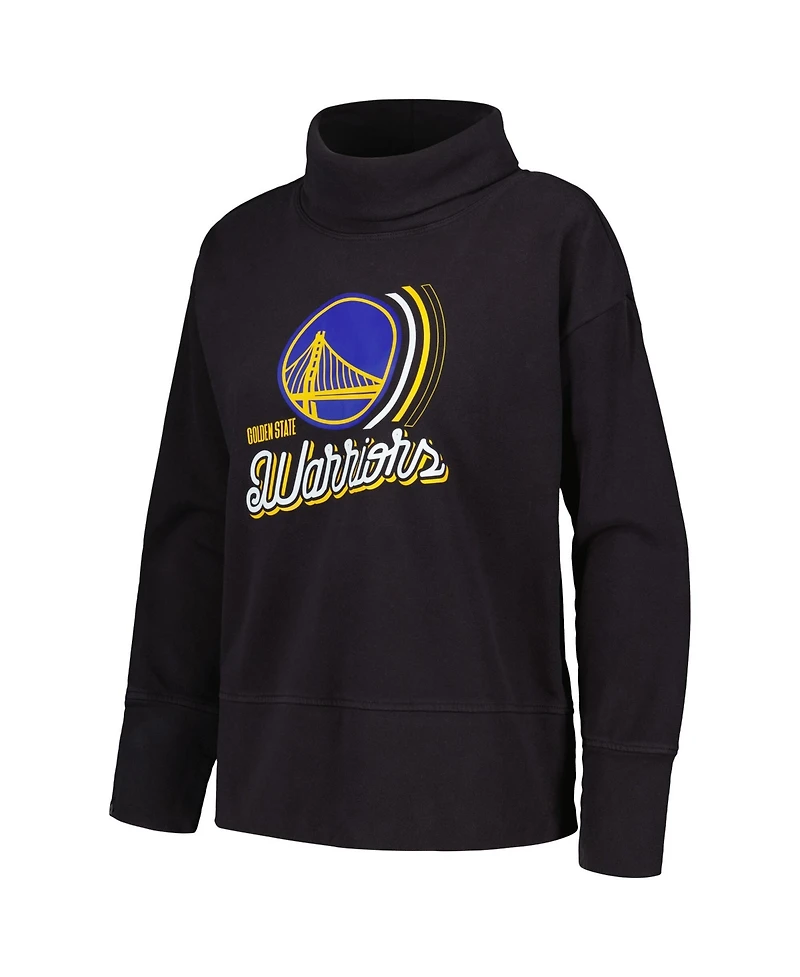 LevelWear Women's Black Golden State Warriors Sunset Pullover Sweatshirt