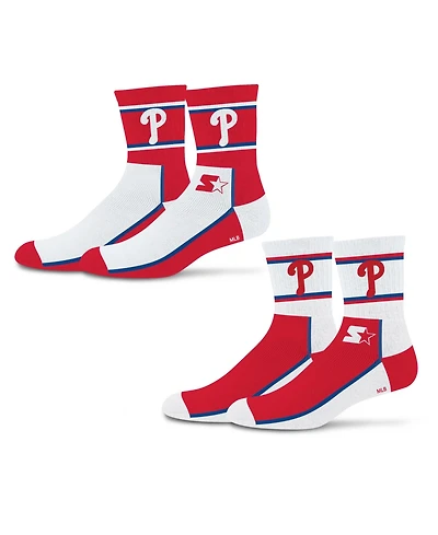 Starter Men's and Women's 2-Pack Red/Blue Philadelphia Phillies Double Color Block Mid-Crew Socks