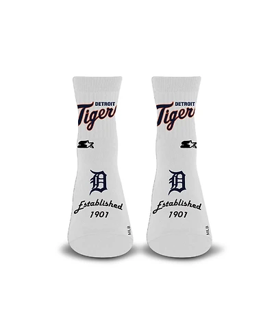 Starter Men's and Women's White Detroit Tigers Established Stencil Quarter Socks