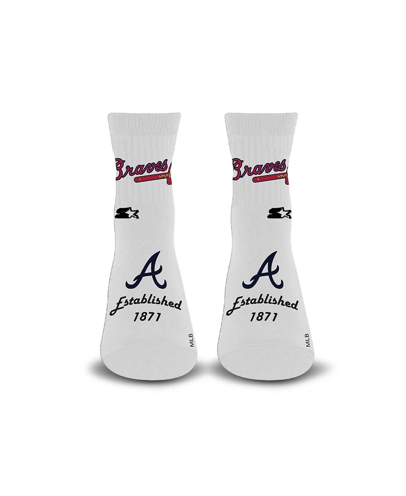Starter Men's and Women's White Atlanta Braves Established Stencil Quarter Socks