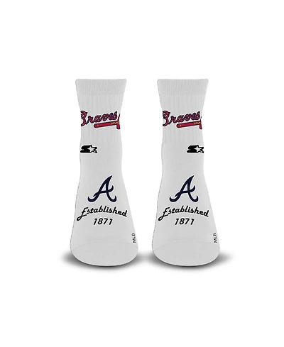 Starter Men's and Women's White Atlanta Braves Established Stencil Quarter Socks