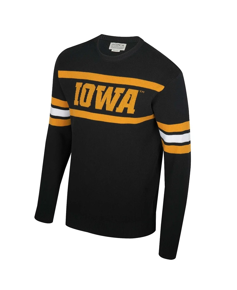 Uscape Apparel Men's and Women's Black Iowa Hawkeyes Renew Knit Vintage Pullover Sweater