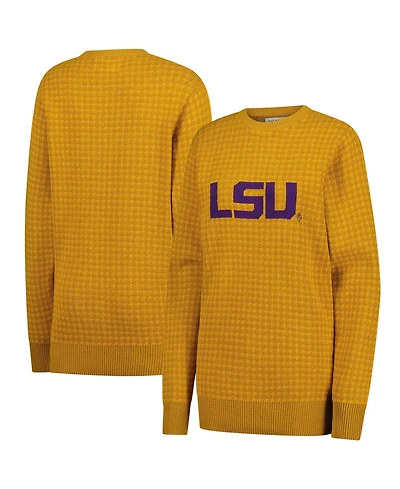 Uscape Apparel Men's and Women's Gold Lsu Tigers Renew Knit Vintage Houndstooth Sweater