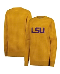 Uscape Apparel Men's and Women's Gold Lsu Tigers Renew Knit Vintage Houndstooth Sweater
