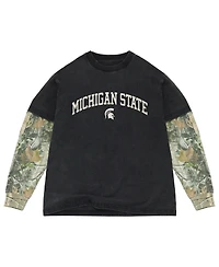 Uscape Apparel Men's Black/Camo Michigan State Spartans Back Bay Twofer Heavyweight Long Sleeve T-Shirt