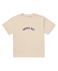 Uscape Apparel Men's Cream Lsu Tigers Upside Down Embroidered Vintage Heavyweight T-Shirt