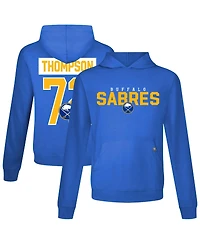 LevelWear Men's Tage Thompson Royal Buffalo Sabres Relay Name & Number Long Sleeve Hooded T-Shirt
