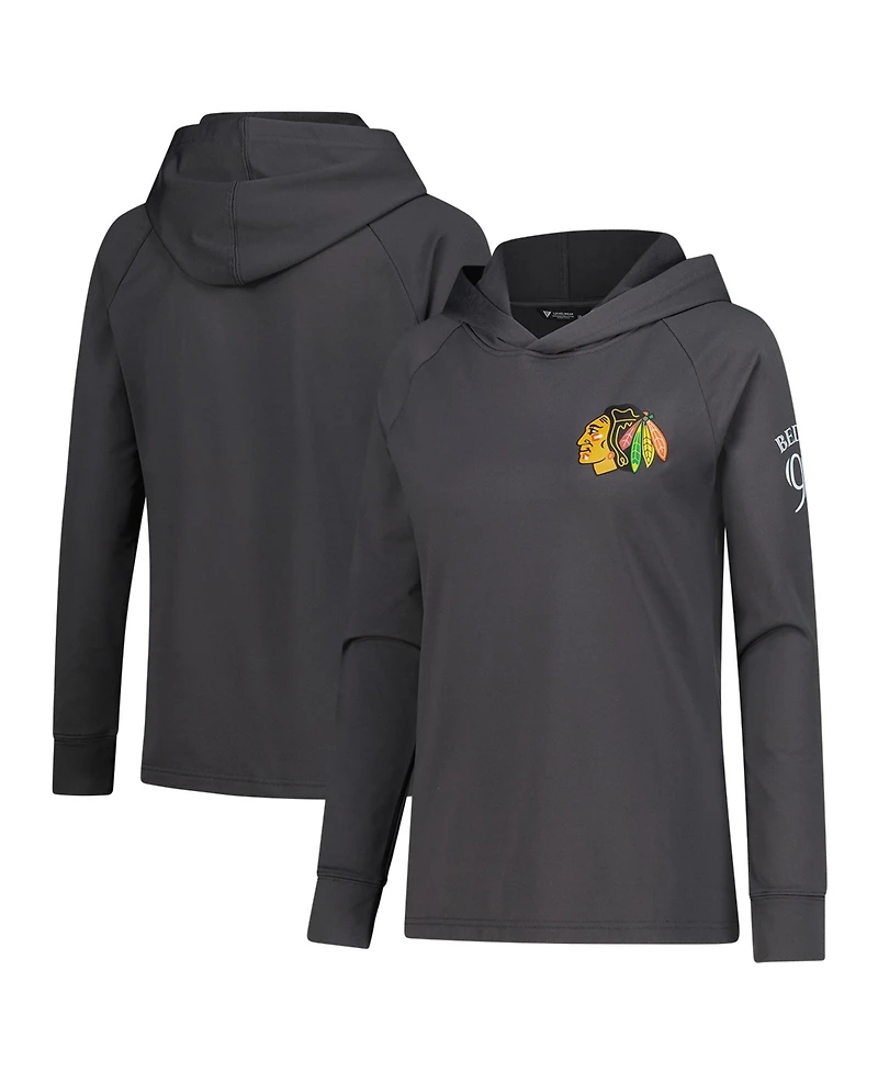 LevelWear Women's Connor Bedard Charcoal Chicago Blackhawks Impression Name & Number Raglan Hoodie