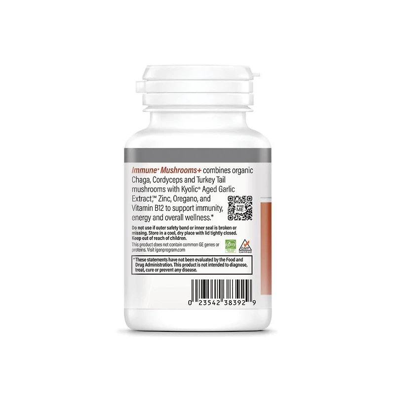 Kyolic Immune Mushrooms Supplement Chaga, Cordyceps, Turkey Tail and Aged Garlic Extract for Wellness Support 120 Capsules