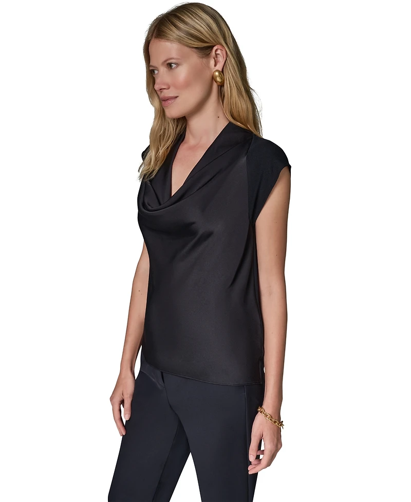 Donna Karan New York Women's Cowl-Neck Cap-Sleeve Top