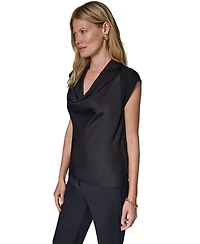 Donna Karan New York Women's Cowl-Neck Cap-Sleeve Top