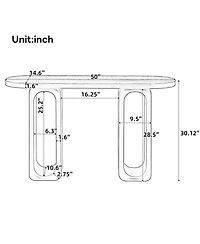 Rainsken 50-Inch Console Table, with Oval Cutout Legs, Modern Entryway Table Sofa Table, Thick Rounded Tabletop for Entryway, Hallway, Living Room
