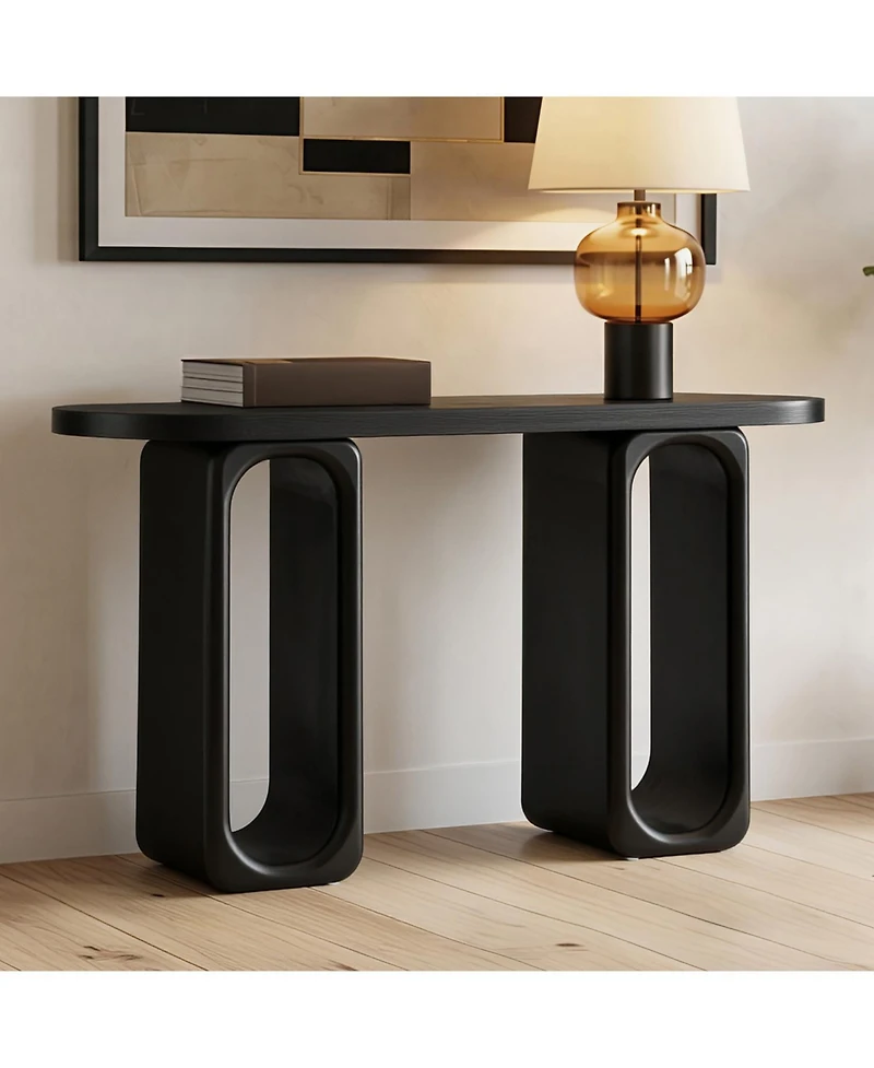 Rainsken 50-Inch Console Table, with Oval Cutout Legs, Modern Entryway Table Sofa Table, Thick Rounded Tabletop for Entryway, Hallway, Living Room