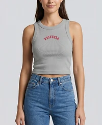Uscape Apparel Women's Gray Nebraska Huskers Upside Down Embroidery Ribbed Cropped Tank Top