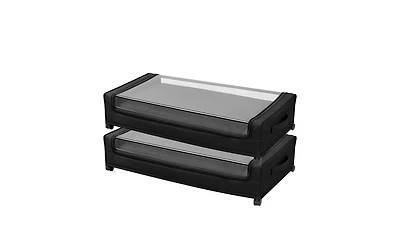 Viyet 2-Pack Rolling Underbed Storage Bins - Metal Frame Shoe and Clothes Organizer with Clear Lid