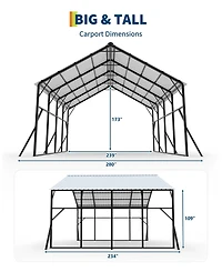 homfan 20 x 20 Ft Vertical Roof Metal Carport, Heavy Duty Galvanized Steel Car Garage with Iron Frame, Vehicle Shelter for Cars Trucks