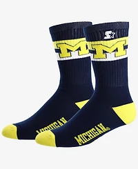 Starter Men's and Women's Michigan Wolverines Team Color Two-Stripe Crew Socks