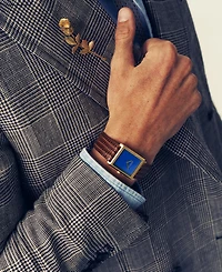 Breda Men's Quartz Virgil Gold and Brown Leather Band Watch 26mm