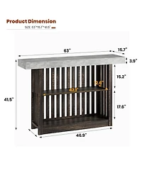 homfan Bar Table with Grille Storage Shelf, Counter Height Dining Table for Kitchen Living Room