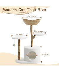 homfan 50" Multi-Level Wood Cat Tree for Large Cats with scratching posts, perch, bed, and modern design that fits home decor.