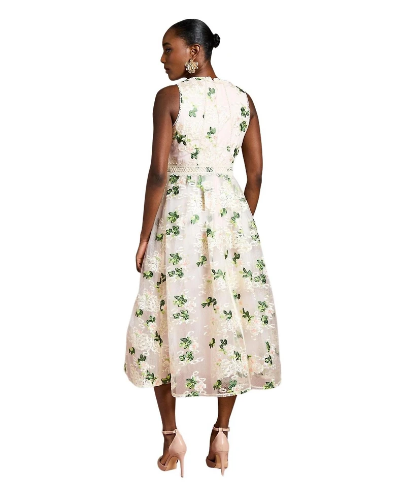 Coast Women's Embroidered Mesh Lace Skirted Midi Dress