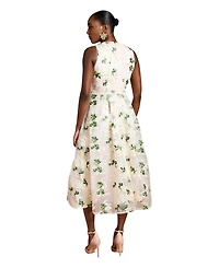 Coast Women's Embroidered Mesh Lace Skirted Midi Dress