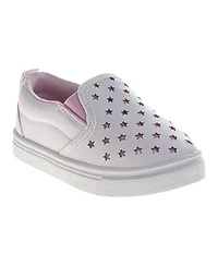 Laura Ashley Big Girls (7-12) Star Casual Shoes with Glitter Detail Slip-On Sneakers (Toddler/Little Kid)