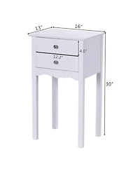 Gymax 2 piece Side Table End Accent Table Night Stand with 2 Drawers