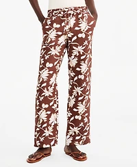 Charter Club Petite Floral-Print Wide-Leg Drawstring Linen Pants, Macy's Exclusive