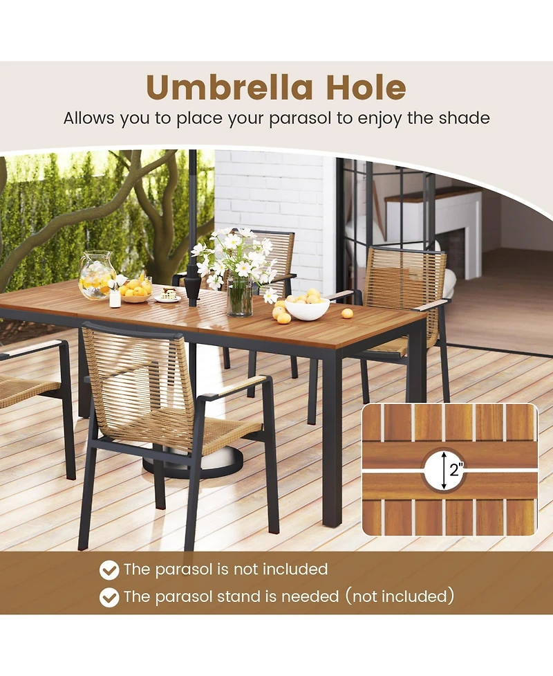 Gymax 9 Piece Patio Dining Set for 8 with Quick-Drying Fabric Sturdy Acacia Wood for Garden