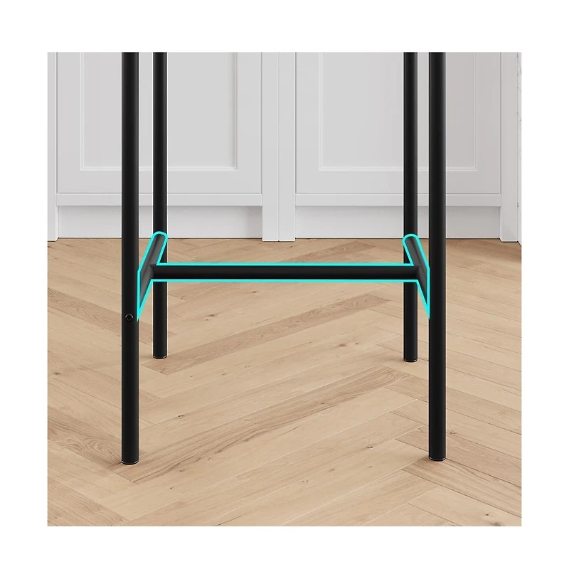 homfan 6-Piece Counter Height Bar Set with Footrest, 6 Upholstered Bar Stools for Bar, Kitchen Dining Room, Metal Frame