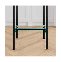 homfan 6-Piece Counter Height Bar Set with Footrest, 6 Upholstered Bar Stools for Bar, Kitchen Dining Room, Metal Frame