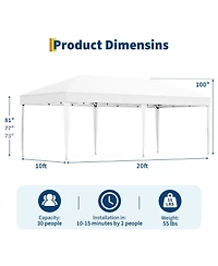 Homfan Oxford Fabric Cantilevered Folding Shelter with Eaves, Outdoor Pop-Up Camping Canopy for Patio Beach Backyard