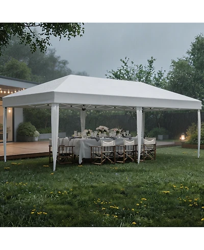 Homfan Oxford Fabric Cantilevered Folding Shelter with Eaves, Outdoor Pop-Up Camping Canopy for Patio Beach Backyard