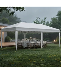 Homfan Oxford Fabric Cantilevered Folding Shelter with Eaves, Outdoor Pop-Up Camping Canopy for Patio Beach Backyard