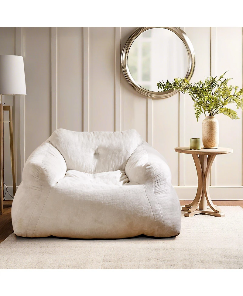 Slickblue Plush Bean Bag Chair with Ultra-Soft Velvet Cover for Lounging