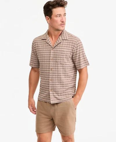 Sun + Stone Men's Short-Sleeve Stripe Texture Pocket Camp Shirt, Macy's Exclusive