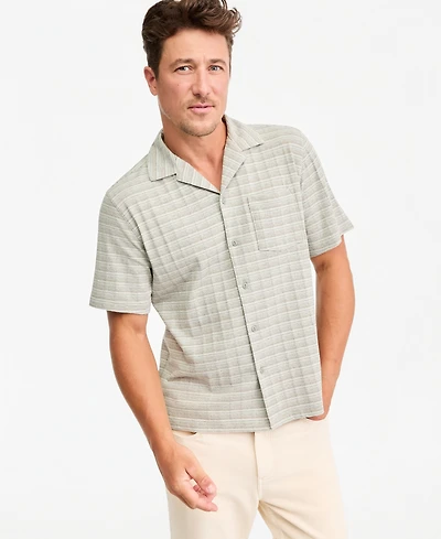 Sun + Stone Men's Short-Sleeve Stripe Texture Pocket Camp Shirt, Macy's Exclusive