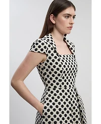Karen Millen Women's Spot Jacquard Square Neck Midi Dress