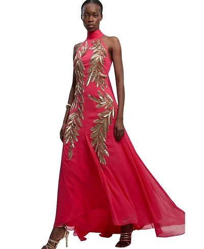 Karen Millen Women's Halter Neck Embellished Maxi Dress