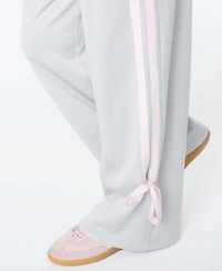 Celebrity Pink Juniors' Wide-Leg Bow-Detail Track Pants