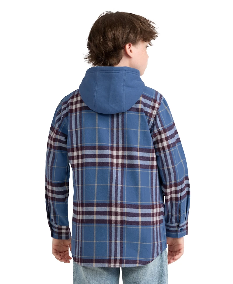 Levi's Boys' 8-20 Hooded Plaid Flannel Long-Sleeve Shirt