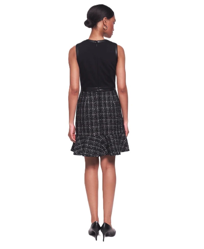 Karl Lagerfeld Paris Women's Mixed-Media Sleeveless Sheath Dress