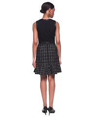 Karl Lagerfeld Paris Women's Mixed-Media Sleeveless Sheath Dress