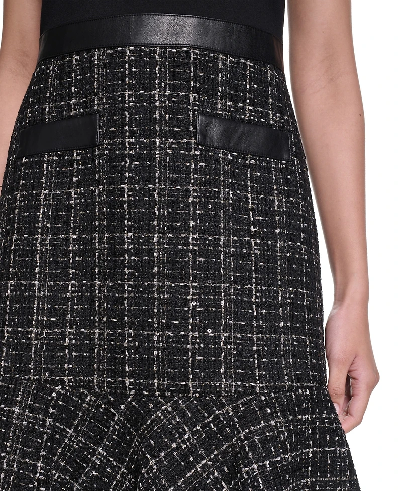 Karl Lagerfeld Paris Women's Mixed-Media Sleeveless Sheath Dress
